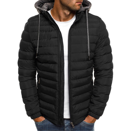 Stand-Up Collar Padded Jacket Outdoor Hooded Striped Men'S Cotton Padded Jacket CJD