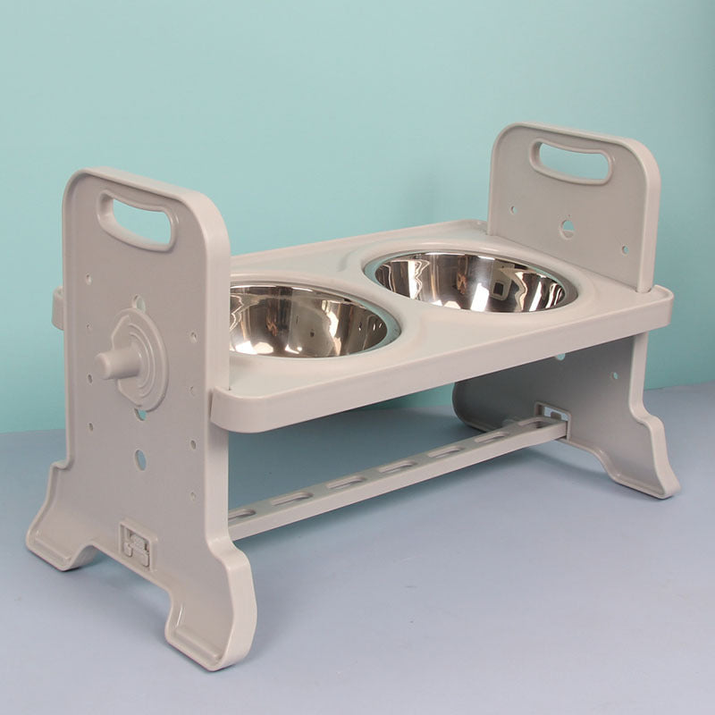 Height Adjustable Dining Table Cat Small Dog Dining Table Double Bowl Stainless Steel Dog Basin Pets Fashion