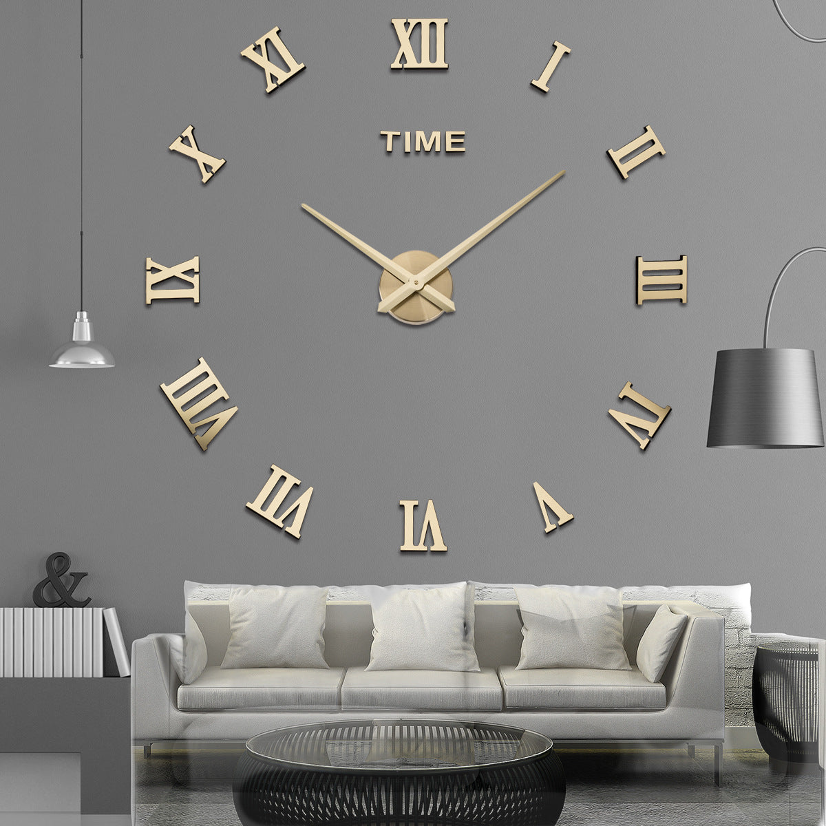 Large Wall Clock Creative Living Room Clock Modern Minimalist Wall Sticker Clock PearlNestDecor.com
