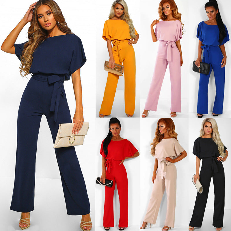 Body E Pagliaccetti Donne Della Tuta Manica Corta Tutina Clubwear Dritto Gamba Della Tuta delle Donne Con La Cinghia Della Tuta Body E Pagliaccetti LadyShow.Store