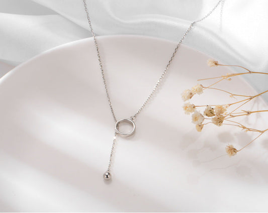 S925 Silver Circle Tassel Necklace LadyShow.Store
