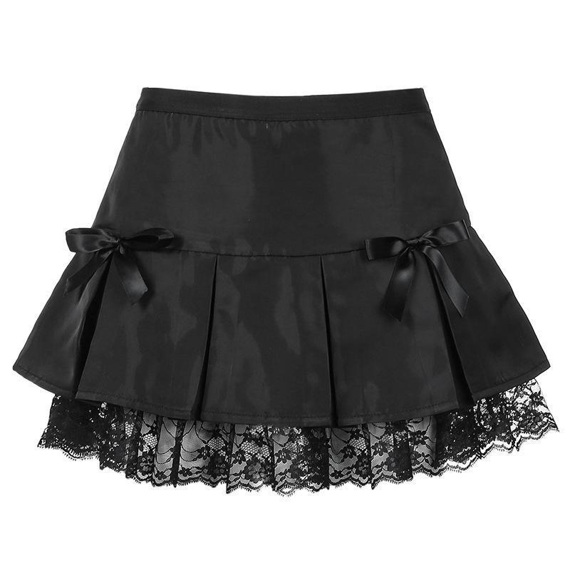 Black Goth Pleated Mini Skirt NorixaFashion.com