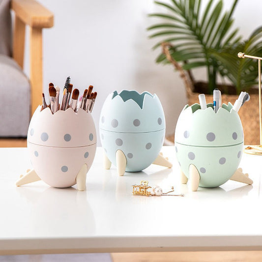 Compatible with Apple, Desktop Storage Box Pen Holder Makeup Brush Organizer Eyebrow Pencil Glasses Dinosaur Egg Storage Bucket Fashion Cartoon Tripod CJD2
