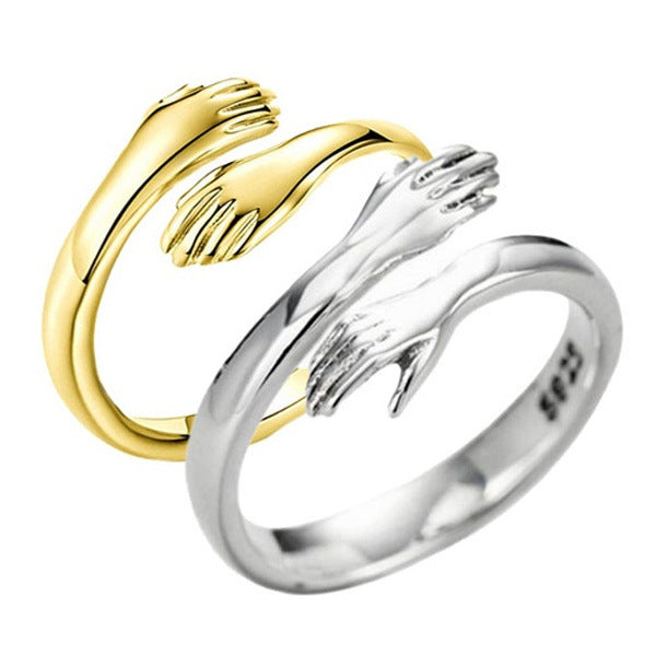 Alloy Simple Hands Hug Ring Opening Adjustable Jewelry CJD