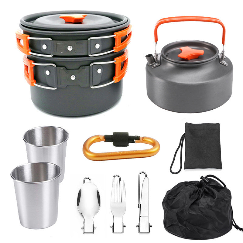 Outdoor Portable Cookware Mess Kit Camping Hiking Picnic LadyShow.Store