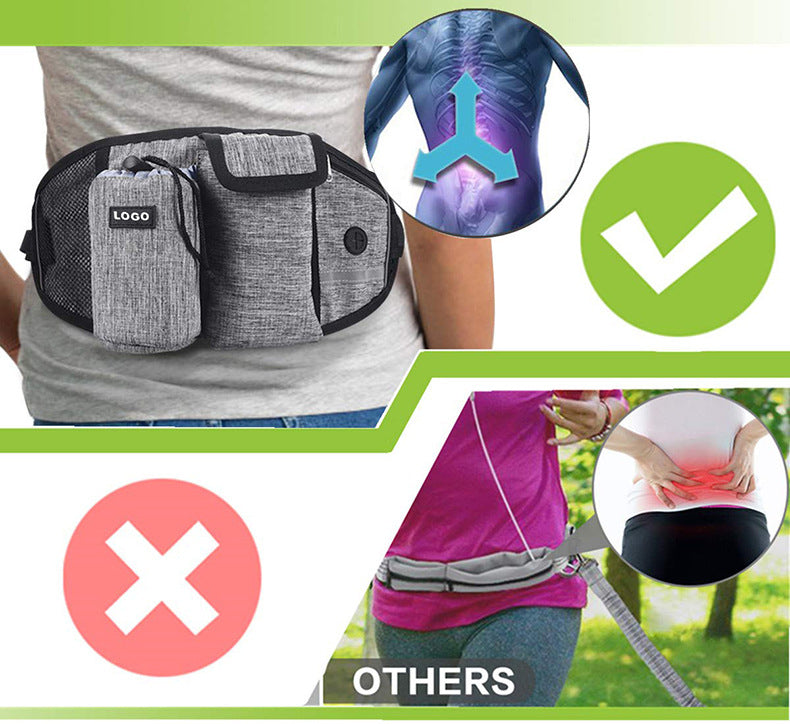 Dog Training Leash Waist Bag Hands-Free Outdoor Pet Running Walking Leash Portable Dog Food Water Cup Storage Bags Pets Fashion