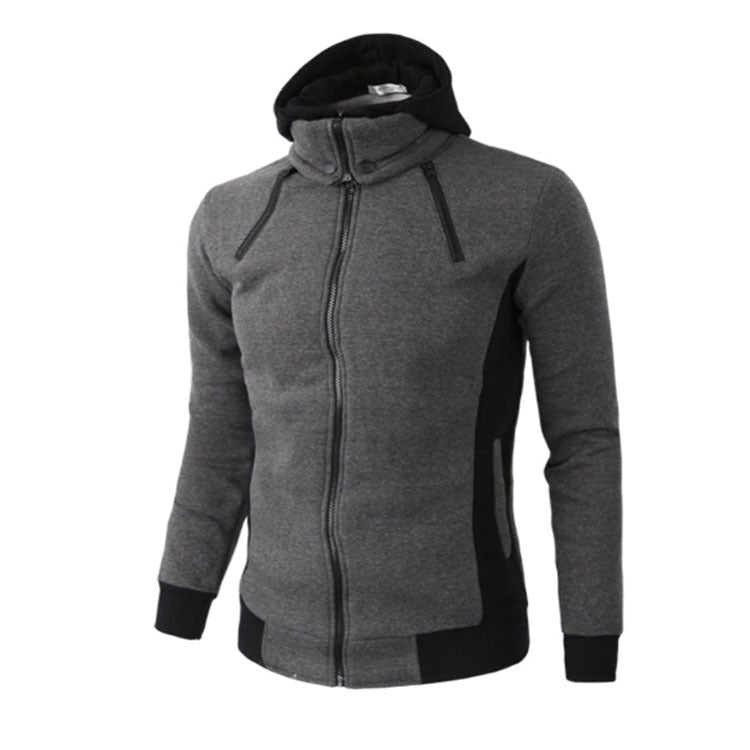 Hoodie Double Zipper Jacket Cardigan Casual Sports Men's Clothing