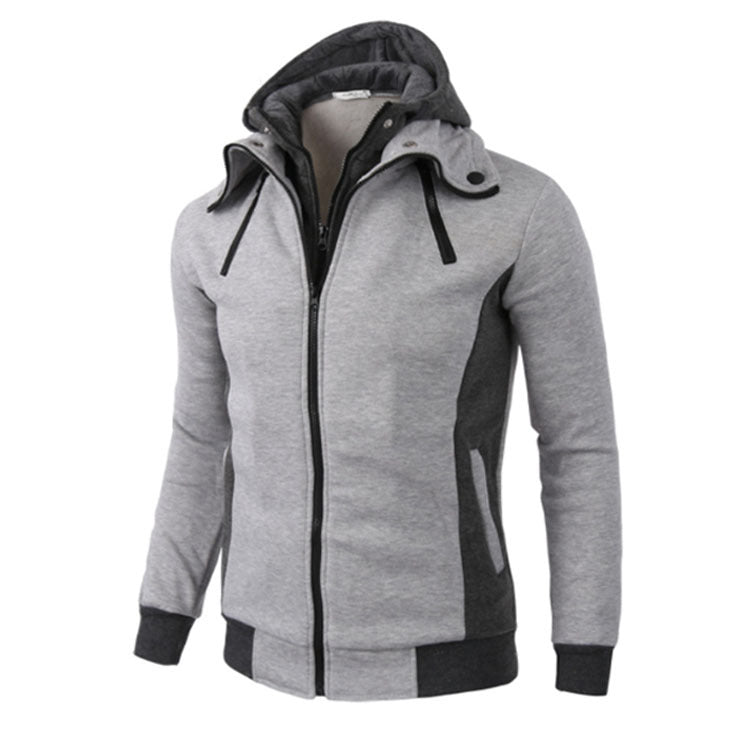 Hoodie Double Zipper Jacket Cardigan Casual Sports Men's Clothing