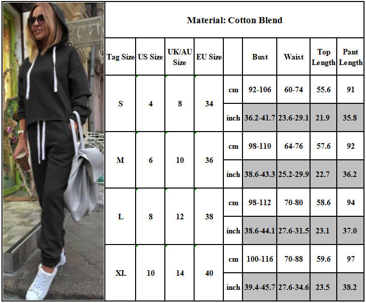 Casual Drawstring Sweatshirt Solid Color Stitching Sports Suit