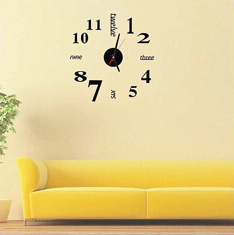 DIY Acrylic Creative 3D Stereo Mirror Wall Clock PearlNestDecor.com