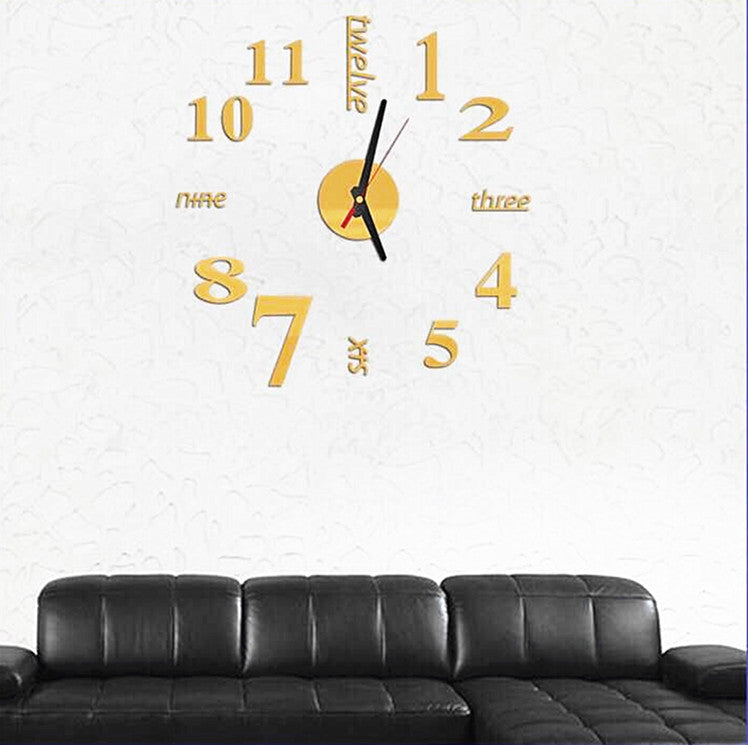 DIY Acrylic Creative 3D Stereo Mirror Wall Clock PearlNestDecor.com