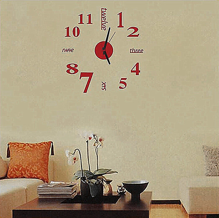 DIY Acrylic Creative 3D Stereo Mirror Wall Clock PearlNestDecor.com