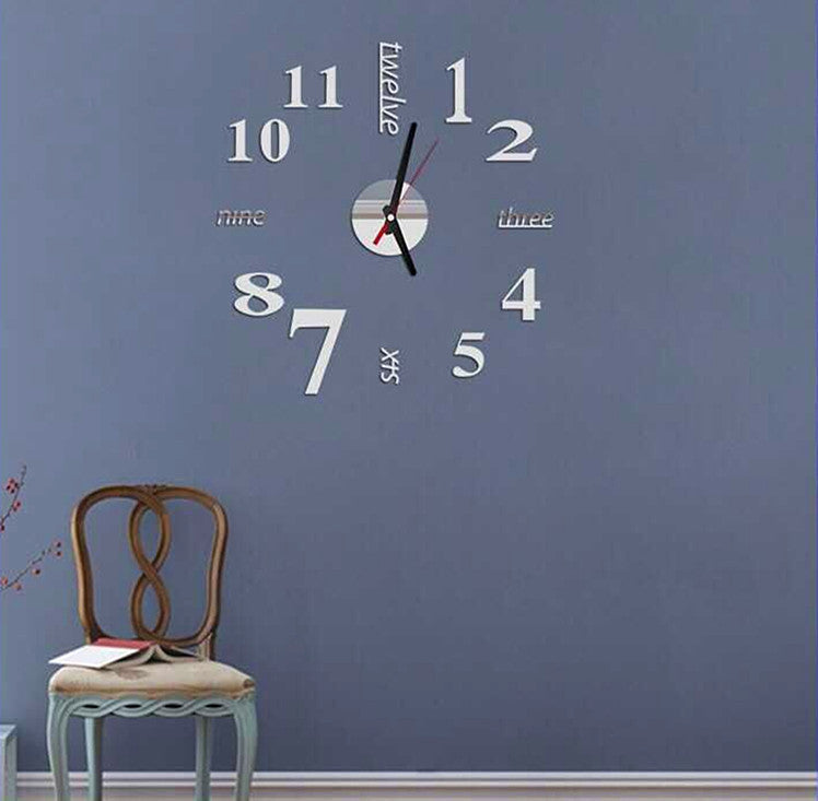 DIY Acrylic Creative 3D Stereo Mirror Wall Clock PearlNestDecor.com