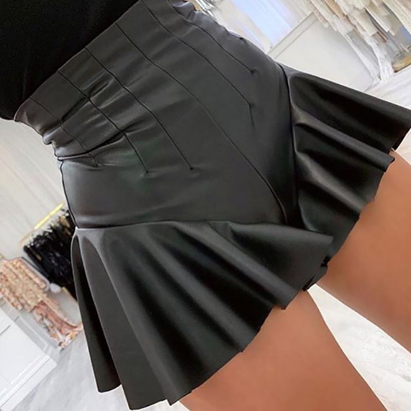 Black Wide Skater Mini Skirt NorixaFashion.com
