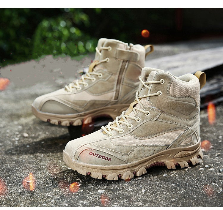 Mountaineering Work Shoes High-Top Lace-Up Mid-Tube Martin Boots LadyShow.Store