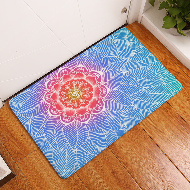 Geometric Flower Printed Floor Mat Door Mat Digital Printed Floor Mat Kitchen Washroom Long Water Absorbent Anti-slip Mat Carpet