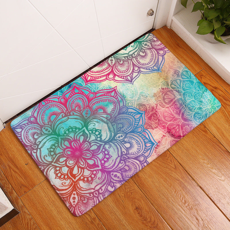 Geometric Flower Printed Floor Mat Door Mat Digital Printed Floor Mat Kitchen Washroom Long Water Absorbent Anti-slip Mat Carpet