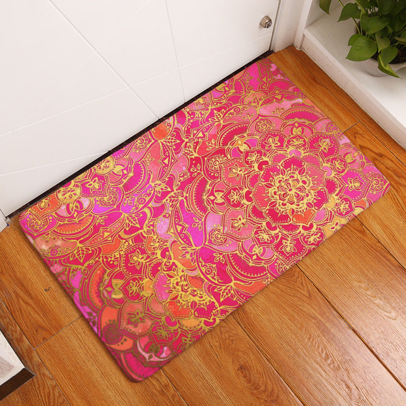 Geometric Flower Printed Floor Mat Door Mat Digital Printed Floor Mat Kitchen Washroom Long Water Absorbent Anti-slip Mat Carpet