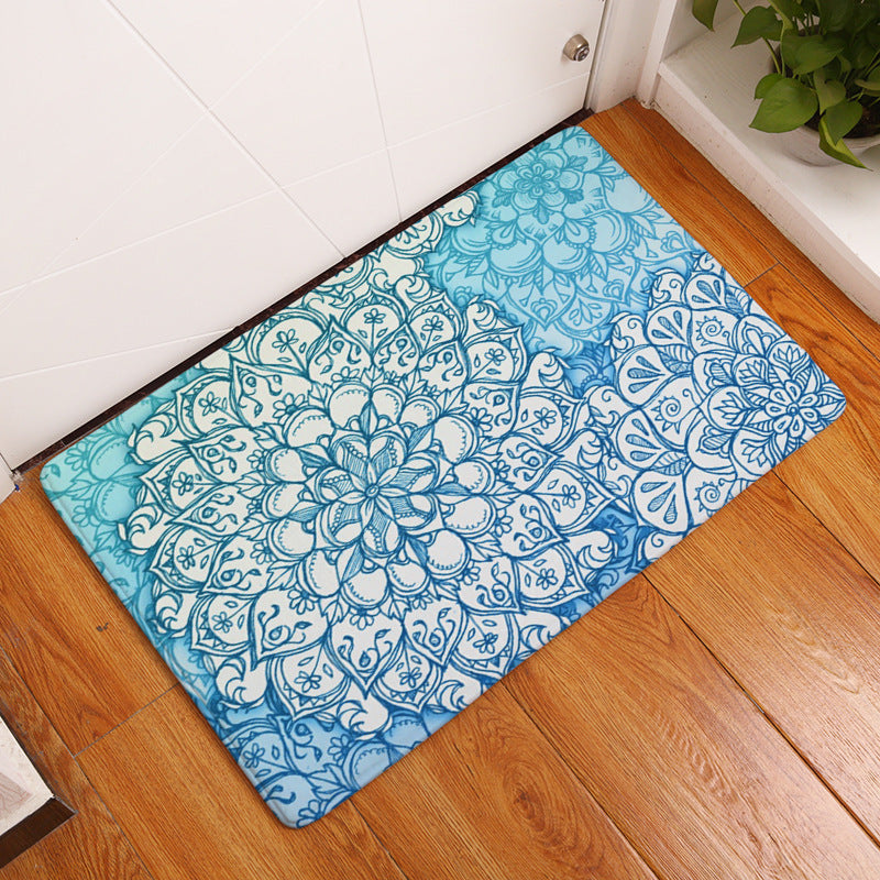 Geometric Flower Printed Floor Mat Door Mat Digital Printed Floor Mat Kitchen Washroom Long Water Absorbent Anti-slip Mat Carpet