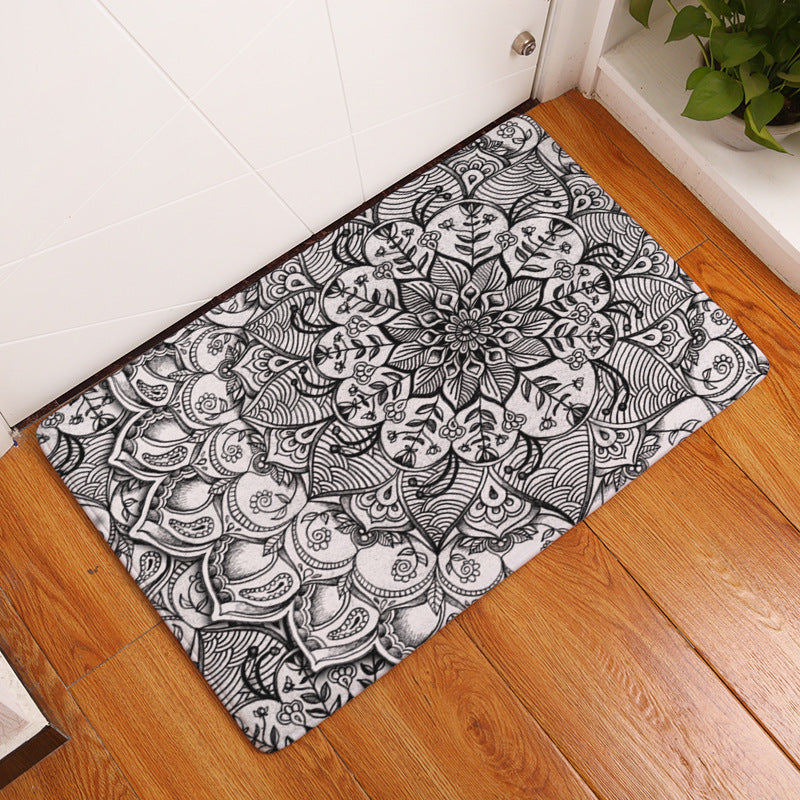 Geometric Flower Printed Floor Mat Door Mat Digital Printed Floor Mat Kitchen Washroom Long Water Absorbent Anti-slip Mat Carpet