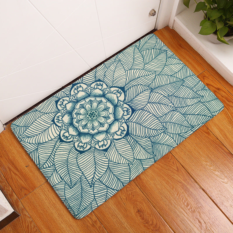 Geometric Flower Printed Floor Mat Door Mat Digital Printed Floor Mat Kitchen Washroom Long Water Absorbent Anti-slip Mat Carpet