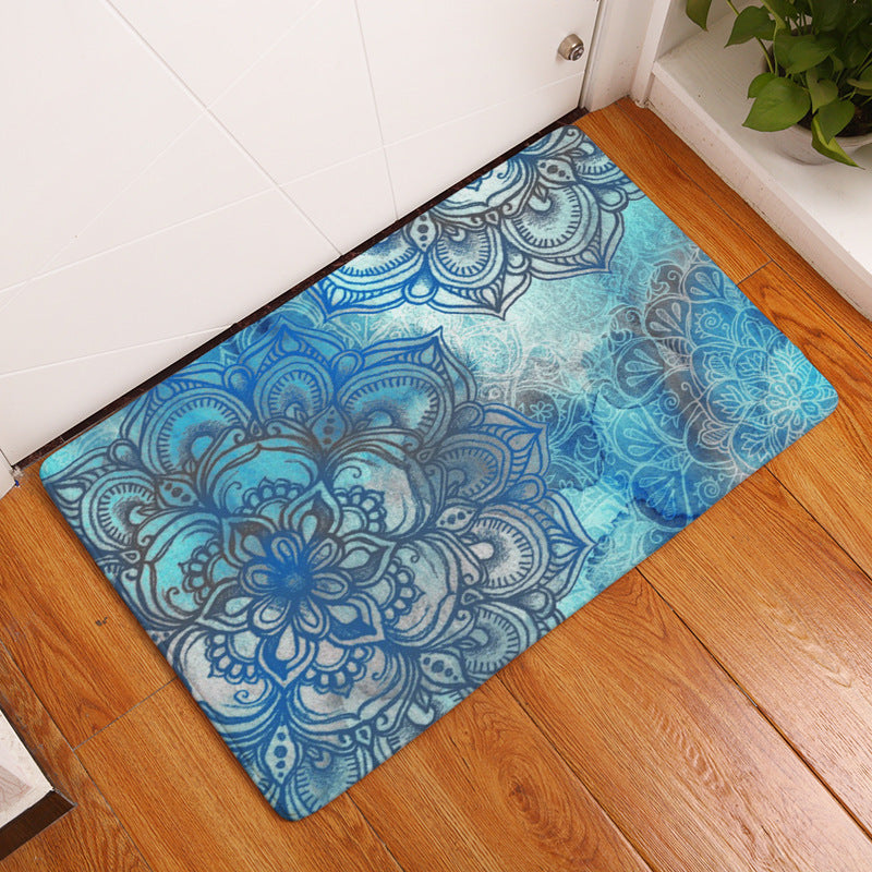 Geometric Flower Printed Floor Mat Door Mat Digital Printed Floor Mat Kitchen Washroom Long Water Absorbent Anti-slip Mat Carpet