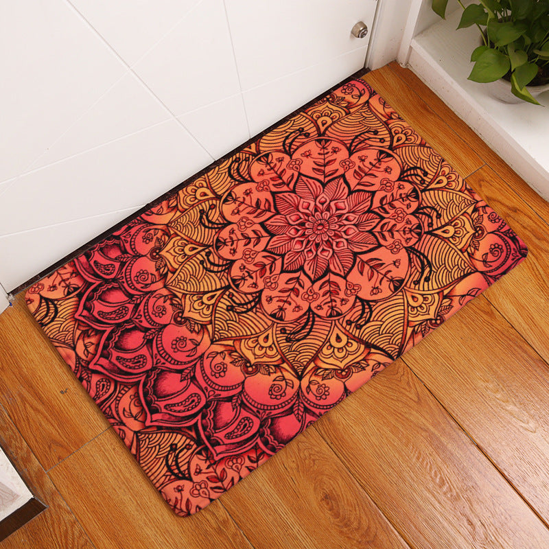 Geometric Flower Printed Floor Mat Door Mat Digital Printed Floor Mat Kitchen Washroom Long Water Absorbent Anti-slip Mat Carpet