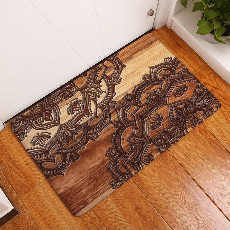 Geometric Flower Printed Floor Mat Door Mat Digital Printed Floor Mat Kitchen Washroom Long Water Absorbent Anti-slip Mat Carpet