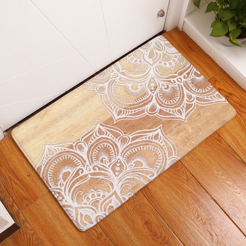 Geometric Flower Printed Floor Mat Door Mat Digital Printed Floor Mat Kitchen Washroom Long Water Absorbent Anti-slip Mat Carpet