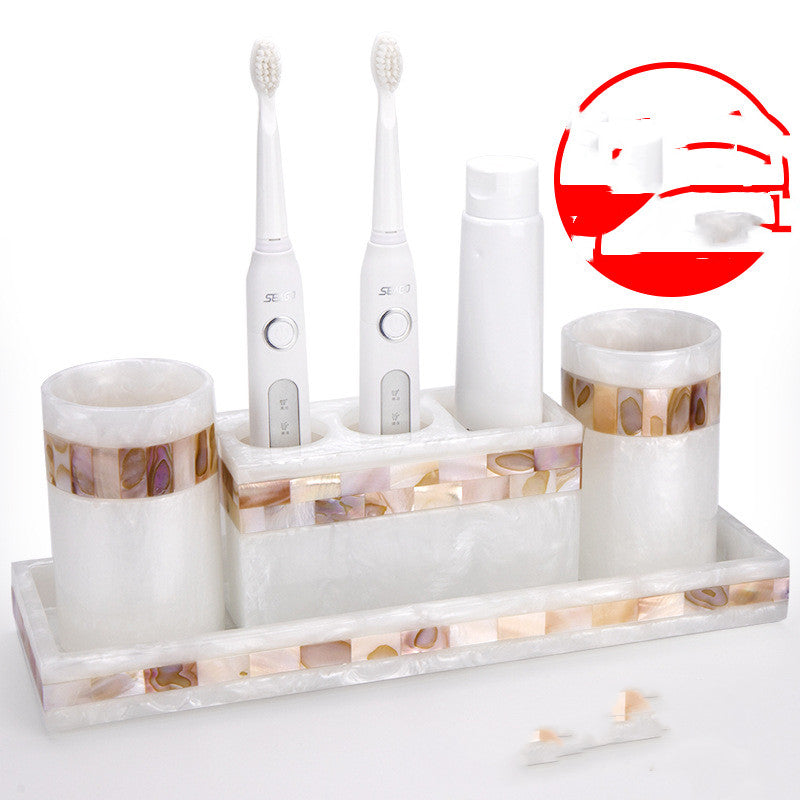 Light Luxury Shell Bathroom Decoration Accessories Toothbrush Holder Soap Dispenser Lotion Bottle Bathroom Supplies Wash Set 5.0