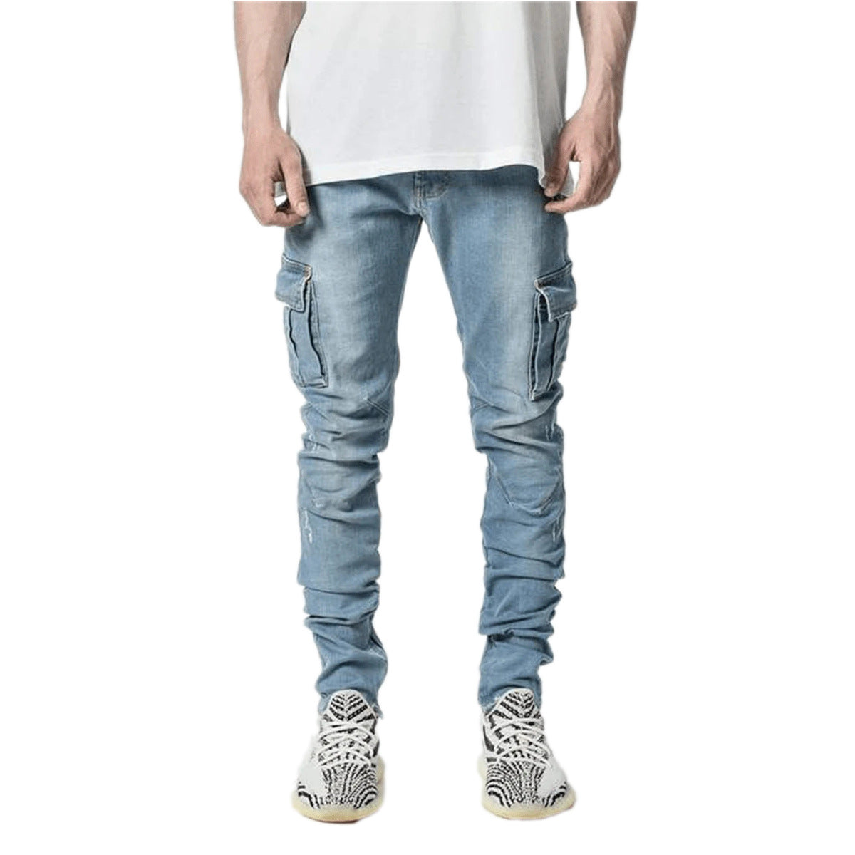 Fashionable And Simple Men's Multi-Pocket Tooling Jeans NorixaFashion.com