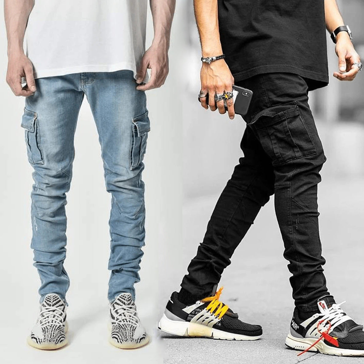 Fashionable And Simple Men's Multi-Pocket Tooling Jeans NorixaFashion.com