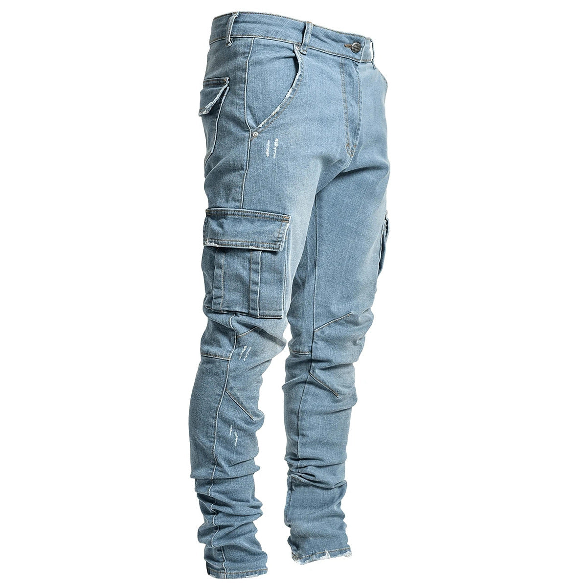 Fashionable And Simple Men's Multi-Pocket Tooling Jeans NorixaFashion.com