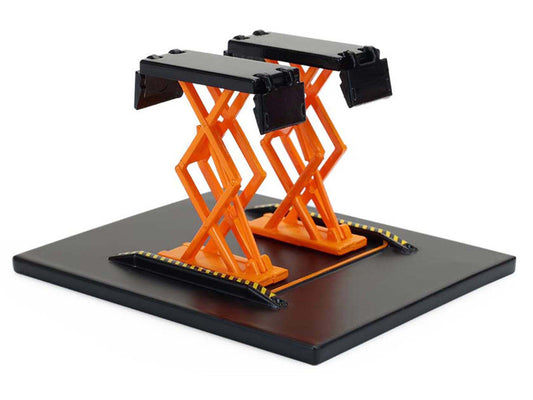 Automotive Double Scissor Lift Black and Orange "Double Scissor Lifts" Series 2 1/64 Diecast Model by Greenlight LuxuryLifeWay Online Store