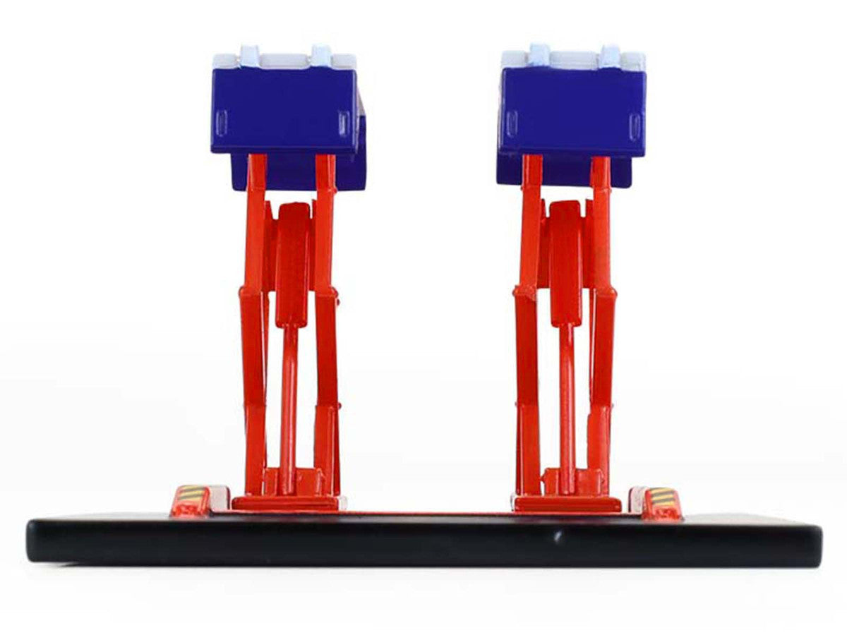 Automotive Double Scissor Lift "Chevron" White and Red "Double Scissor Lifts" Series 2 1/64 Diecast Model by Greenlight LuxuryLifeWay Online Store