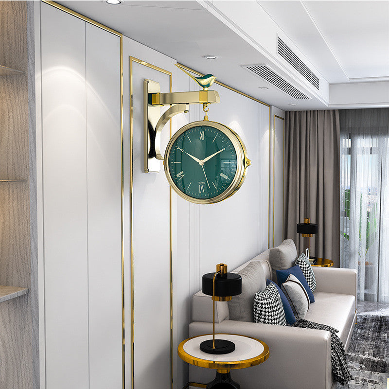 Nordic Creative Light Luxury Double-Sided Wall Clock PearlNestDecor.com