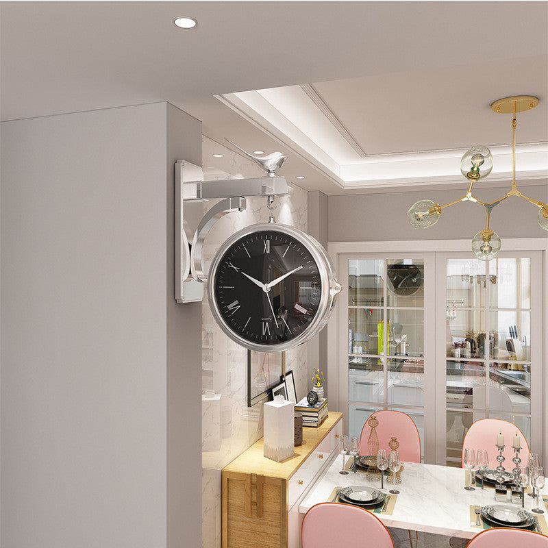 Nordic Creative Light Luxury Double-Sided Wall Clock PearlNestDecor.com