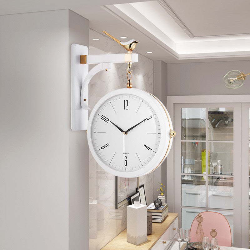 Nordic Creative Light Luxury Double-Sided Wall Clock PearlNestDecor.com