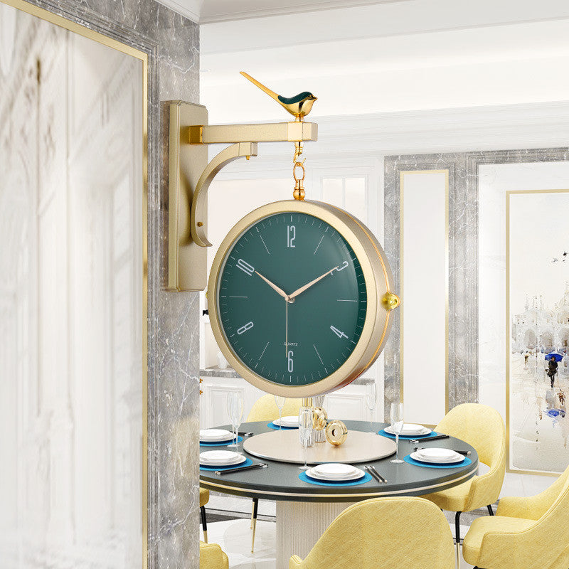 Nordic Creative Light Luxury Double-Sided Wall Clock PearlNestDecor.com