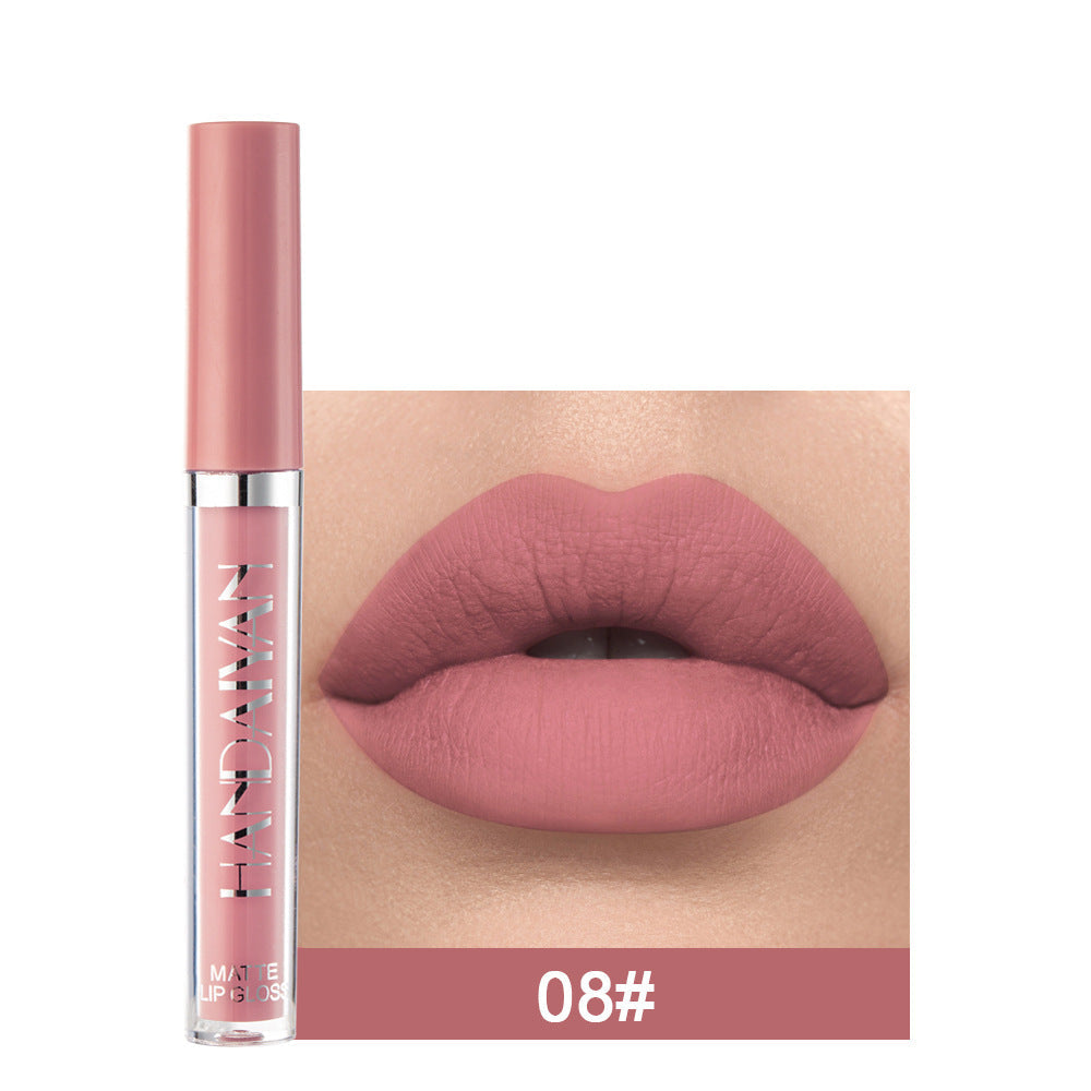 Handaiyan Matte Lip Glaze Liquid Lipstick Mini Tube Lip Gloss Waterproof Non Stick Cup Lip Gloss Genuine LadyShow.Store