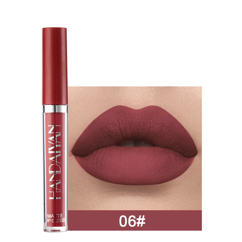 Handaiyan Matte Lip Glaze Liquid Lipstick Mini Tube Lip Gloss Waterproof Non Stick Cup Lip Gloss Genuine LadyShow.Store
