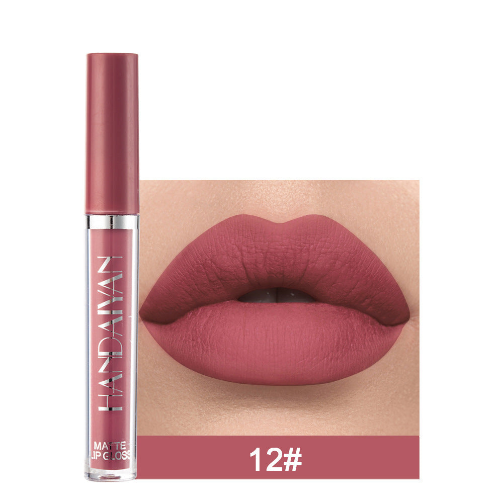 Handaiyan Matte Lip Glaze Liquid Lipstick Mini Tube Lip Gloss Waterproof Non Stick Cup Lip Gloss Genuine LadyShow.Store