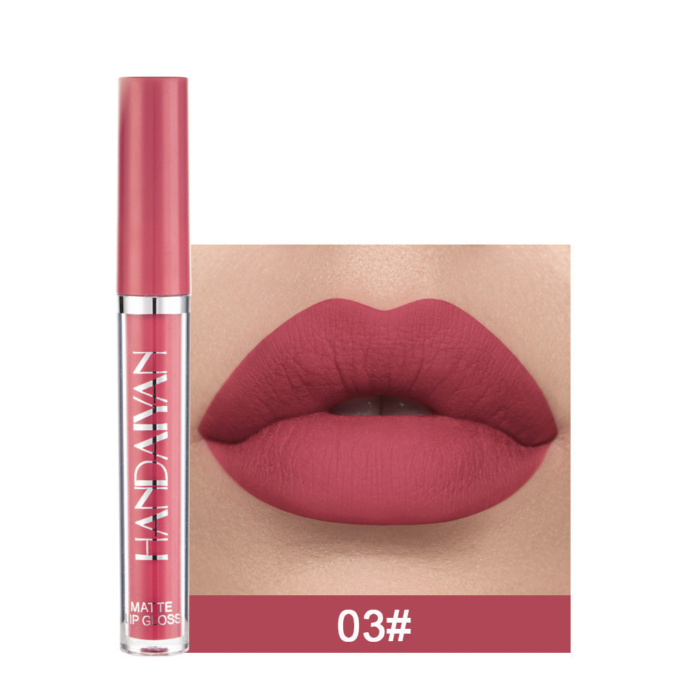 Handaiyan Matte Lip Glaze Liquid Lipstick Mini Tube Lip Gloss Waterproof Non Stick Cup Lip Gloss Genuine LadyShow.Store