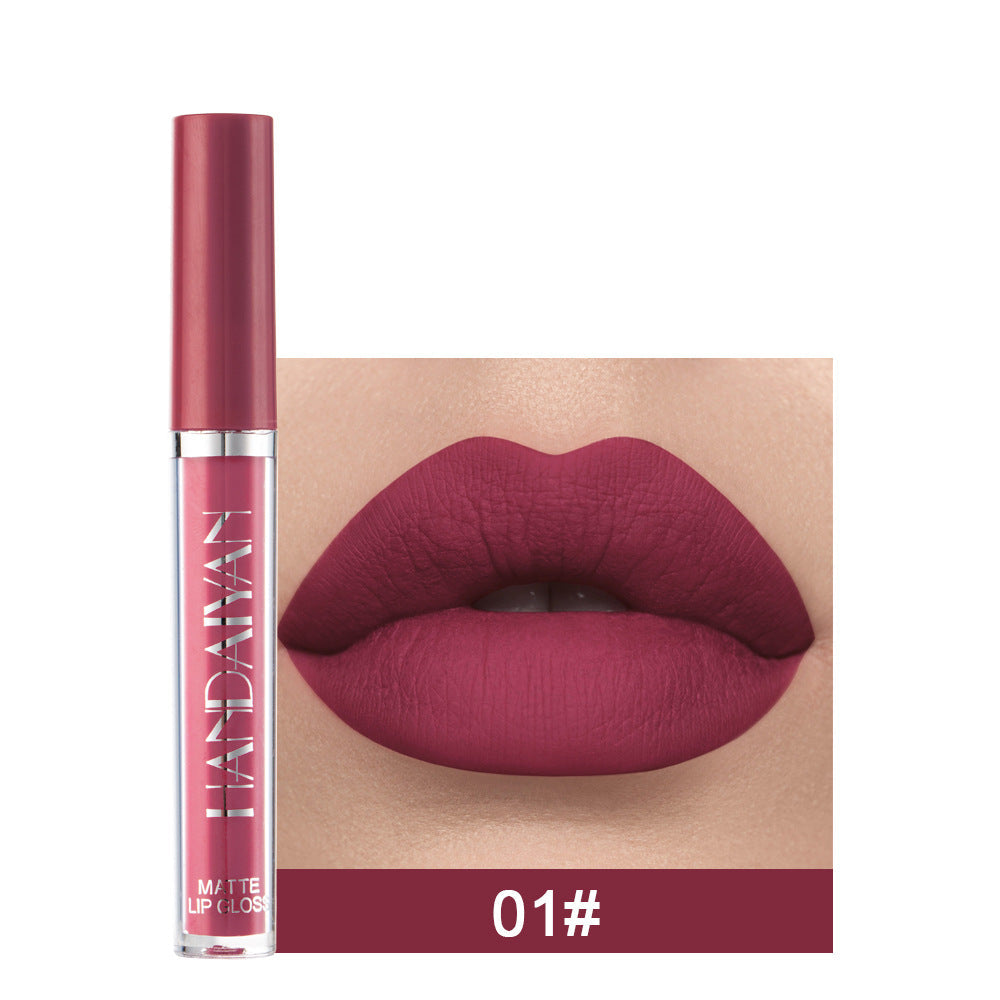 Handaiyan Matte Lip Glaze Liquid Lipstick Mini Tube Lip Gloss Waterproof Non Stick Cup Lip Gloss Genuine LadyShow.Store
