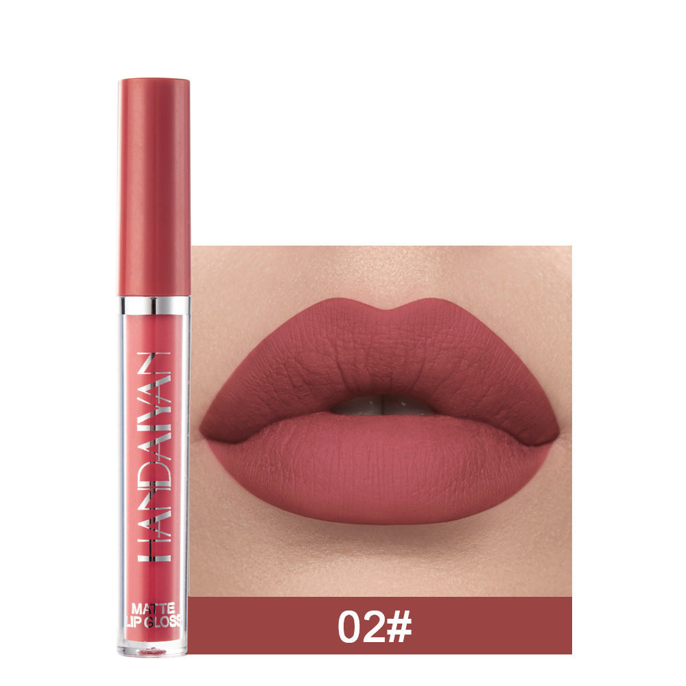 Handaiyan Matte Lip Glaze Liquid Lipstick Mini Tube Lip Gloss Waterproof Non Stick Cup Lip Gloss Genuine LadyShow.Store
