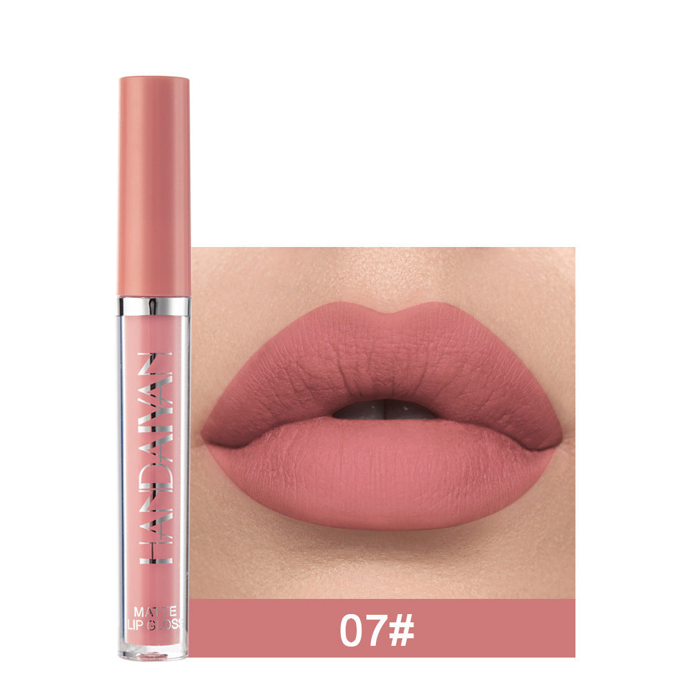 Handaiyan Matte Lip Glaze Liquid Lipstick Mini Tube Lip Gloss Waterproof Non Stick Cup Lip Gloss Genuine LadyShow.Store