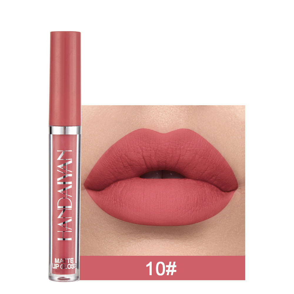 Handaiyan Matte Lip Glaze Liquid Lipstick Mini Tube Lip Gloss Waterproof Non Stick Cup Lip Gloss Genuine LadyShow.Store