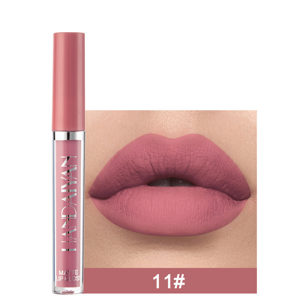 Handaiyan Matte Lip Glaze Liquid Lipstick Mini Tube Lip Gloss Waterproof Non Stick Cup Lip Gloss Genuine LadyShow.Store
