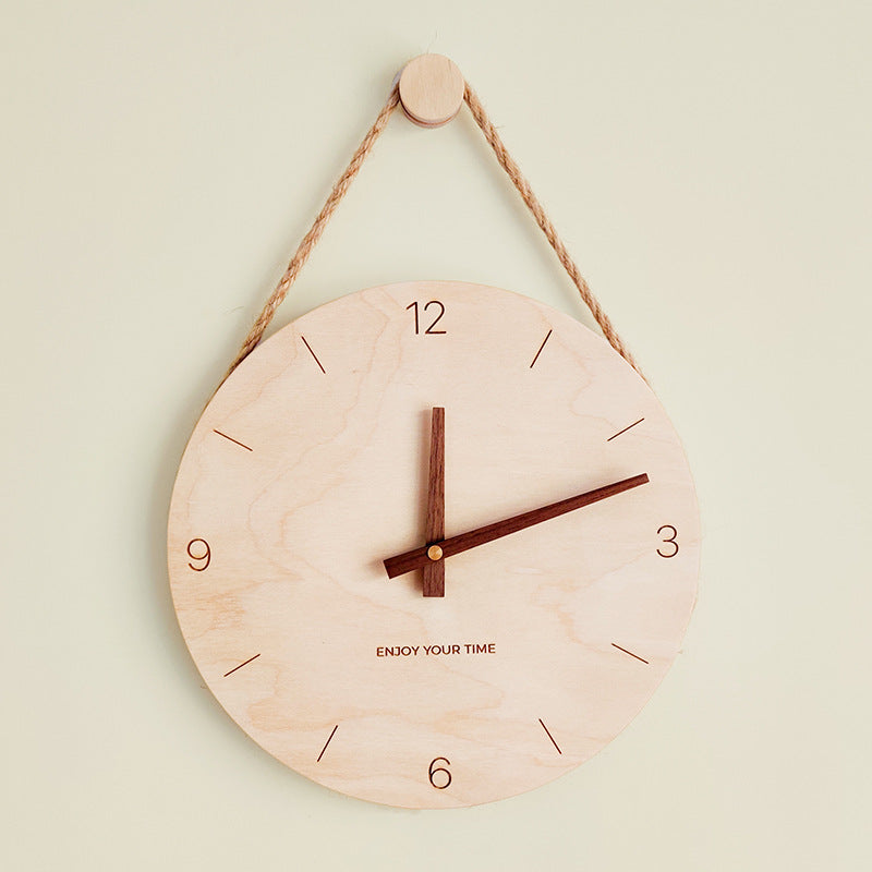 Wooden Sling Creative Wall Clock Nordic Home Living Room Clock Decoration PearlNestDecor.com