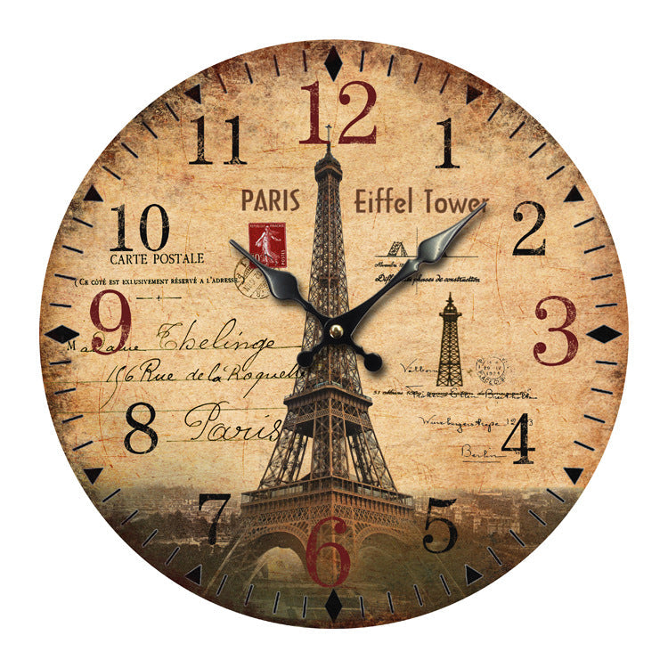 Creative Wooden Wall Clock European Tower Creative Home Clock Living Room Bedroom Wall Clock Wholesale Factory Direct Explosion Models PearlNestDecor.com